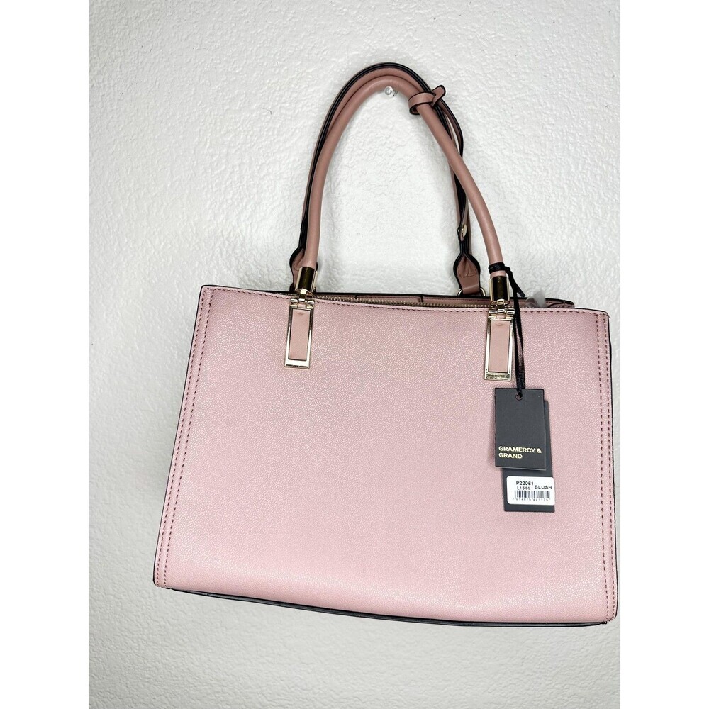 Gramercy & Grand Satchel Bag Womens Medium Pink Faux Leather Vegan Zip Purse
